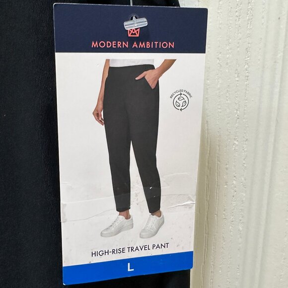 Modern Ambition Women's High Rise Travel Pant Size L Black Pull On Stretch (NEW) - Picture 2 of 14